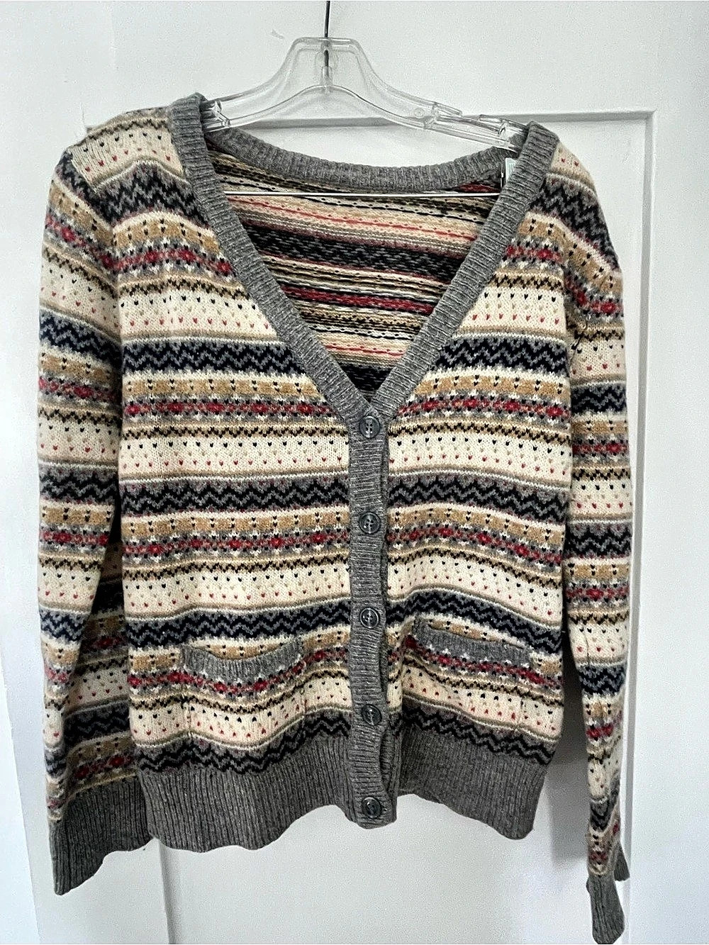 Women's Scandinavian/Fairisle Cardigan in Cream & Gray